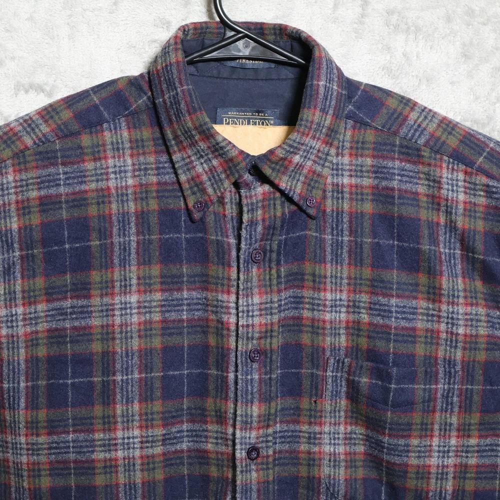 Pendleton Shirt Mens Medium Blue Green Red Fireside Plaid Flannel Wool Gorpcore
